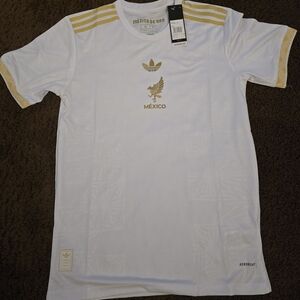 Adidas Mexico White and Gold Jersey